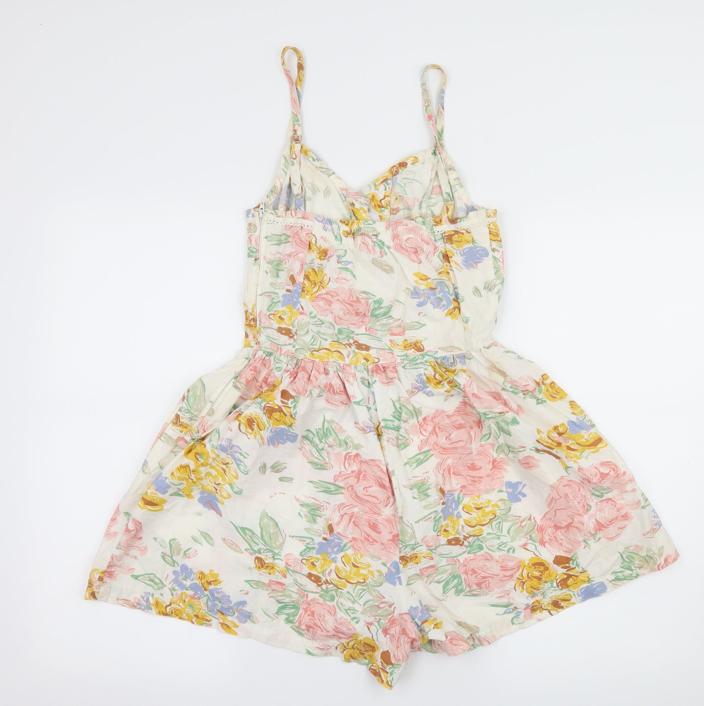Topshop Womens White Floral  Playsuit One-Piece Size 8