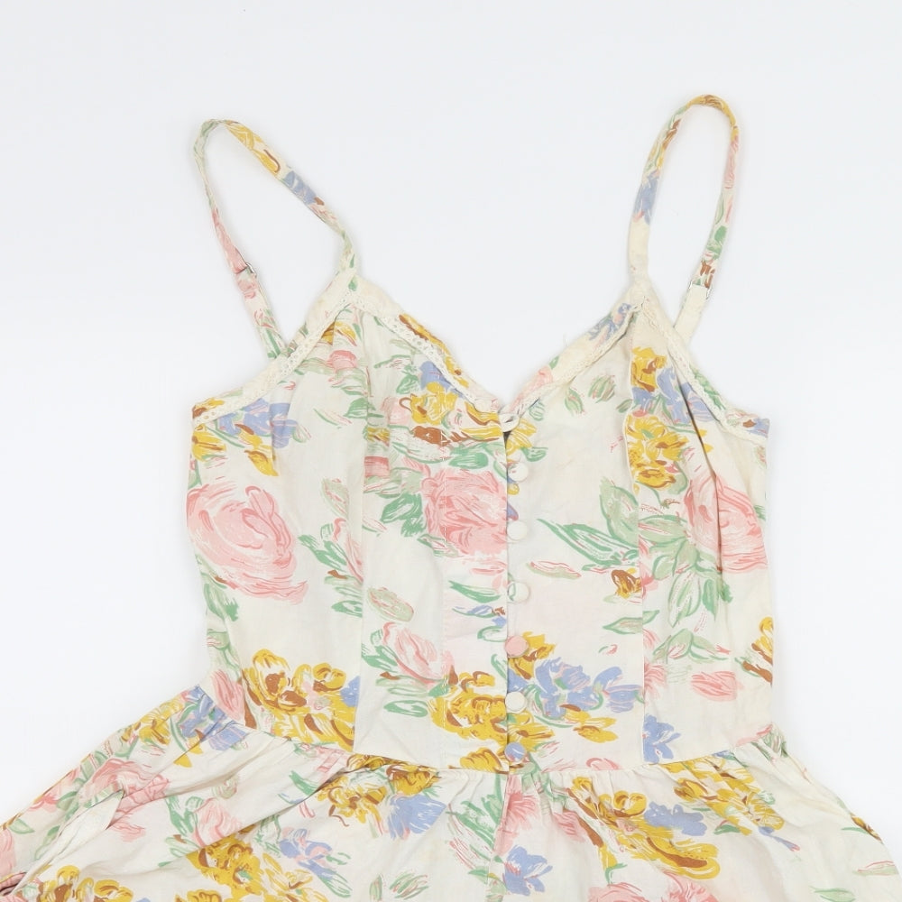 Topshop Womens White Floral  Playsuit One-Piece Size 8