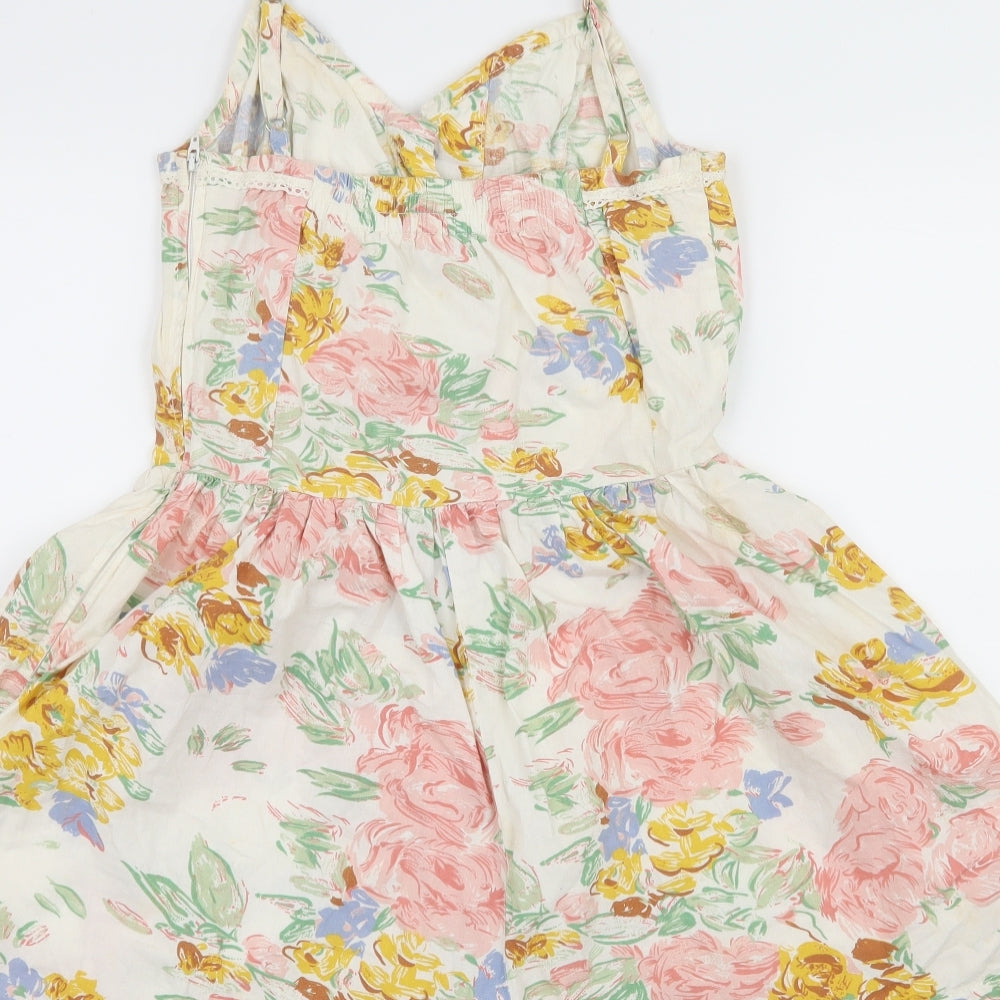 Topshop Womens White Floral  Playsuit One-Piece Size 8