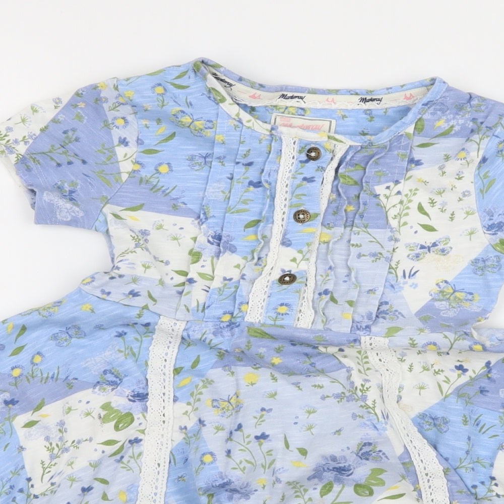 Mantaray Girls Blue Floral Jersey T-Shirt Dress  Size 4-5 Years