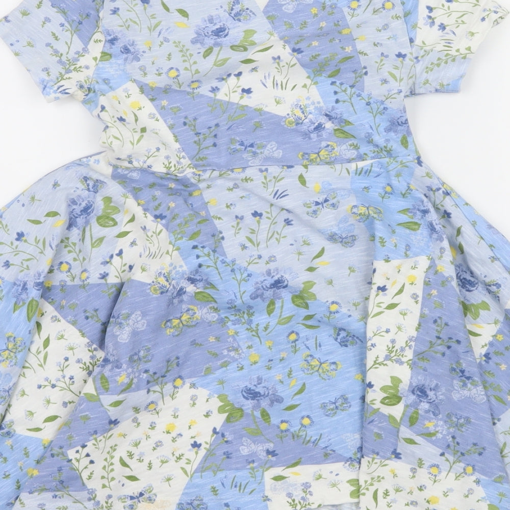 Mantaray Girls Blue Floral Jersey T-Shirt Dress  Size 4-5 Years