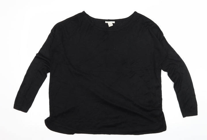 H&M Womens Black Knit Pullover Jumper Size S