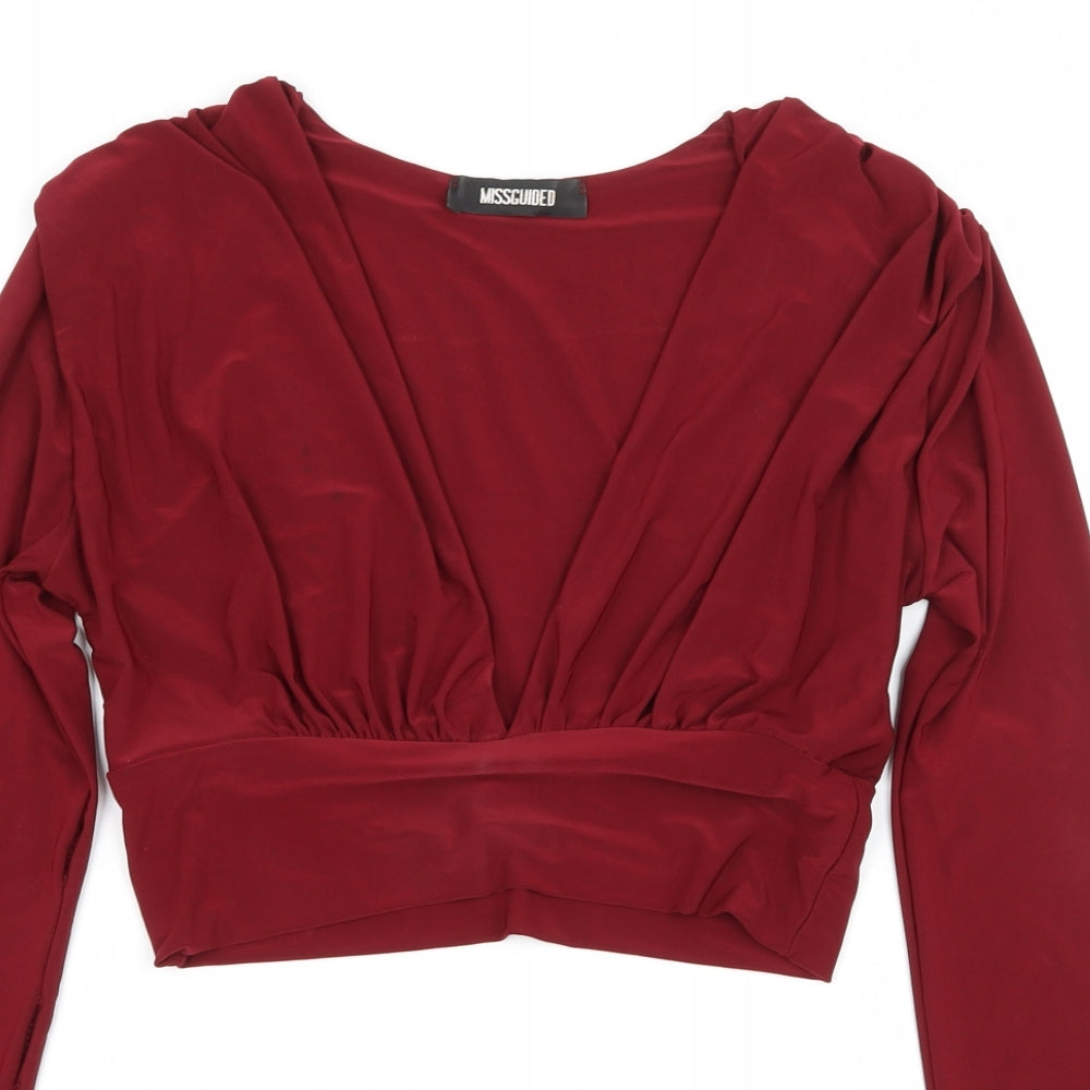 Missguided Womens Red  Jersey Basic T-Shirt Size 8