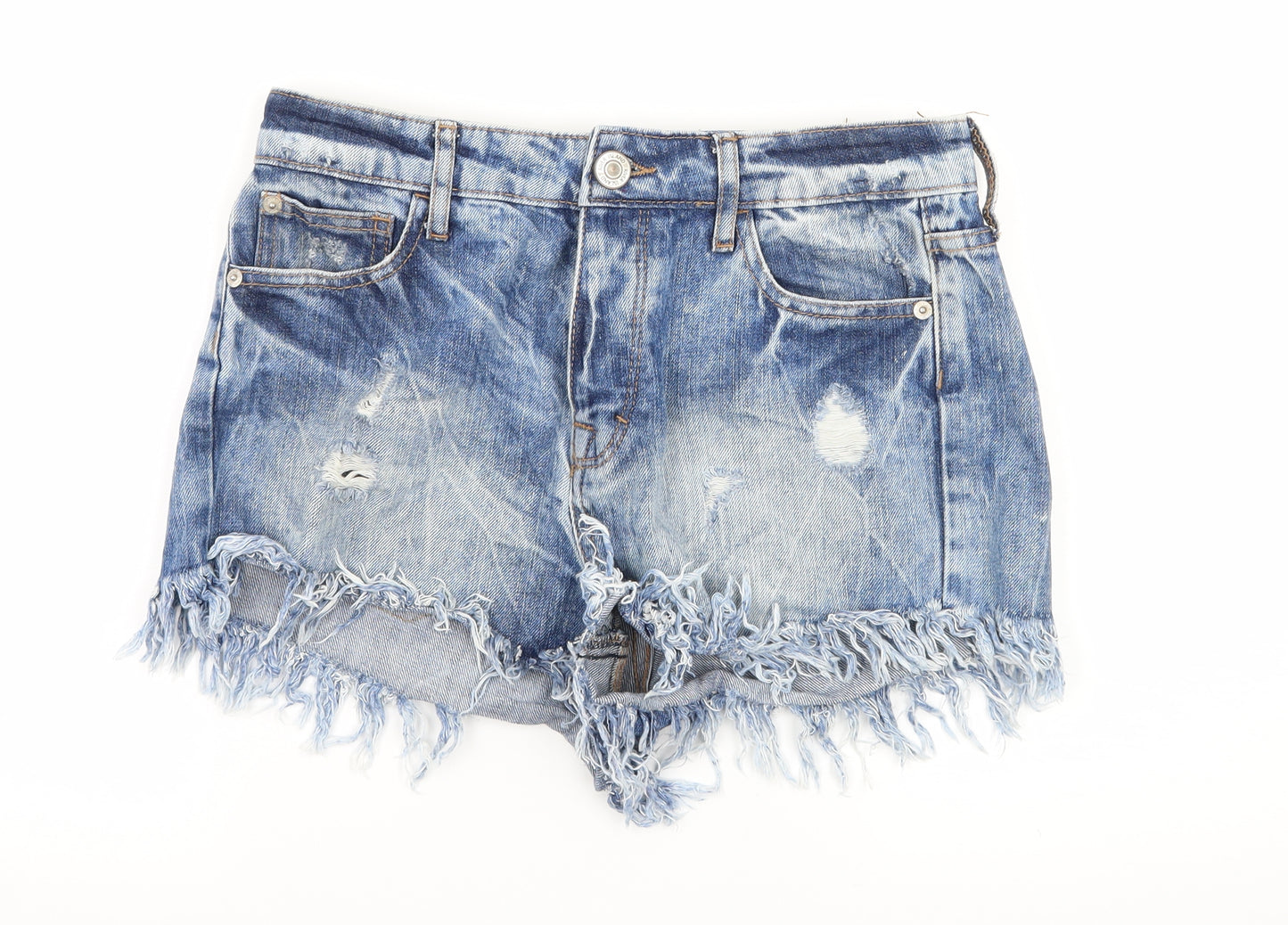 River Island Womens Blue  Denim Hot Pants Shorts Size 8 - Distressed