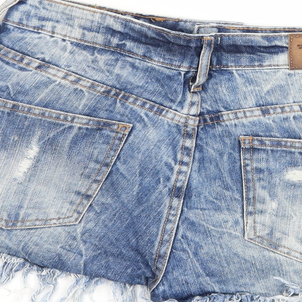 River Island Womens Blue  Denim Hot Pants Shorts Size 8 - Distressed