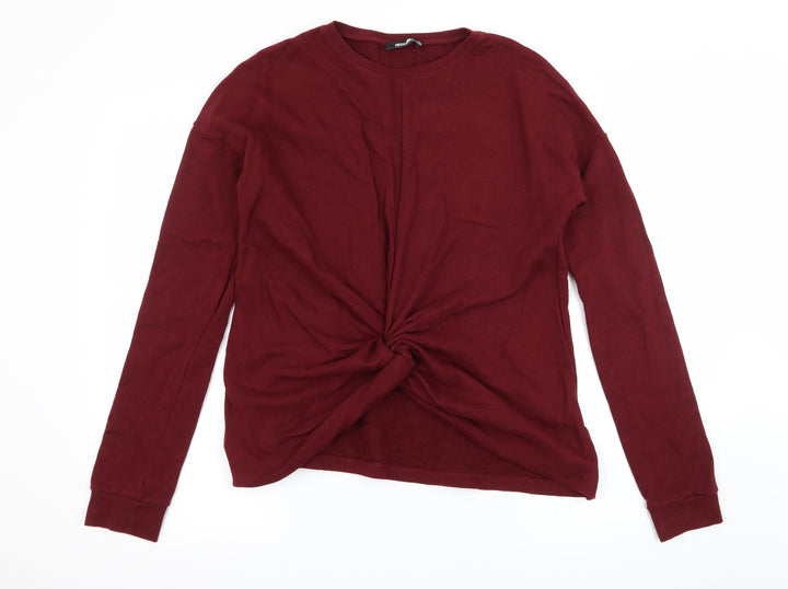 Missguided Womens Red Jersey Pullover Sweatshirt Size S - Knot Detail