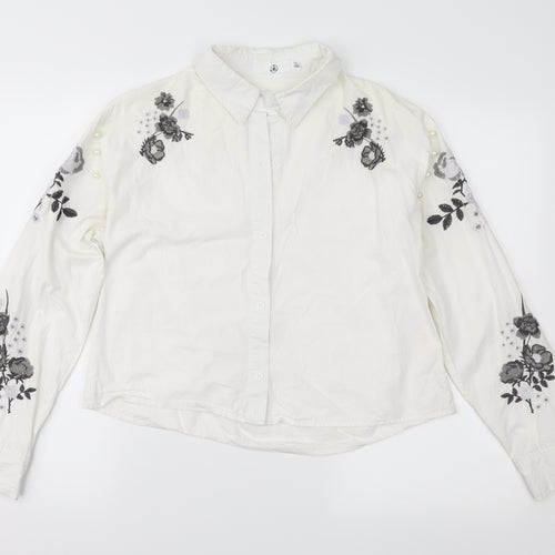 Missguided Womens White Floral  Basic Blouse Size 10