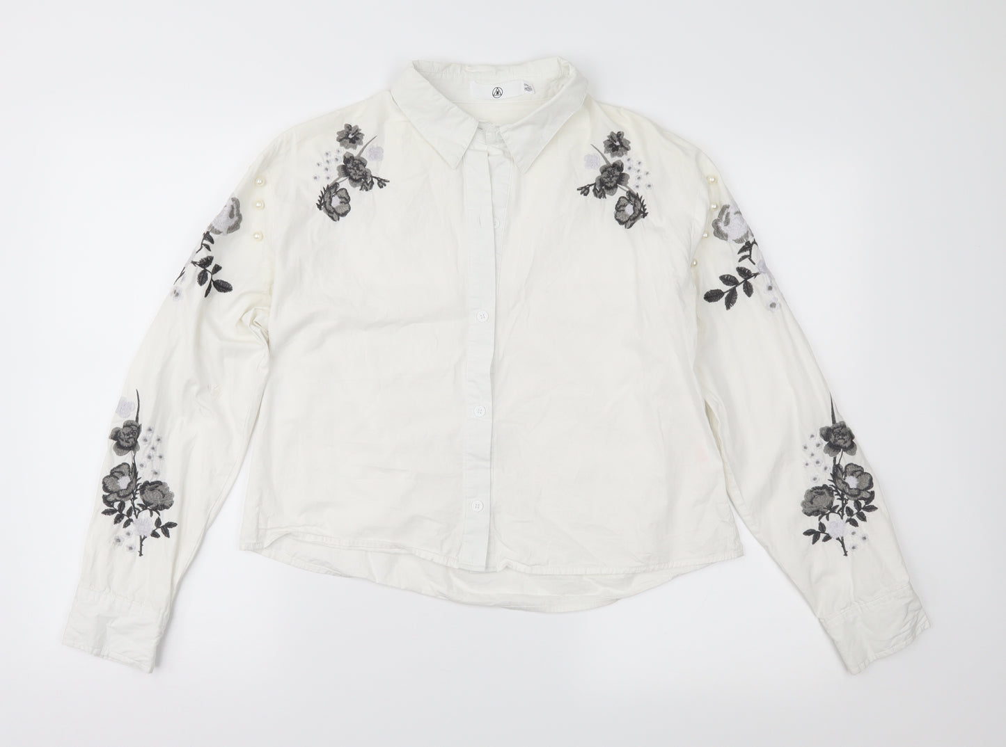 Missguided Womens White Floral  Basic Blouse Size 10