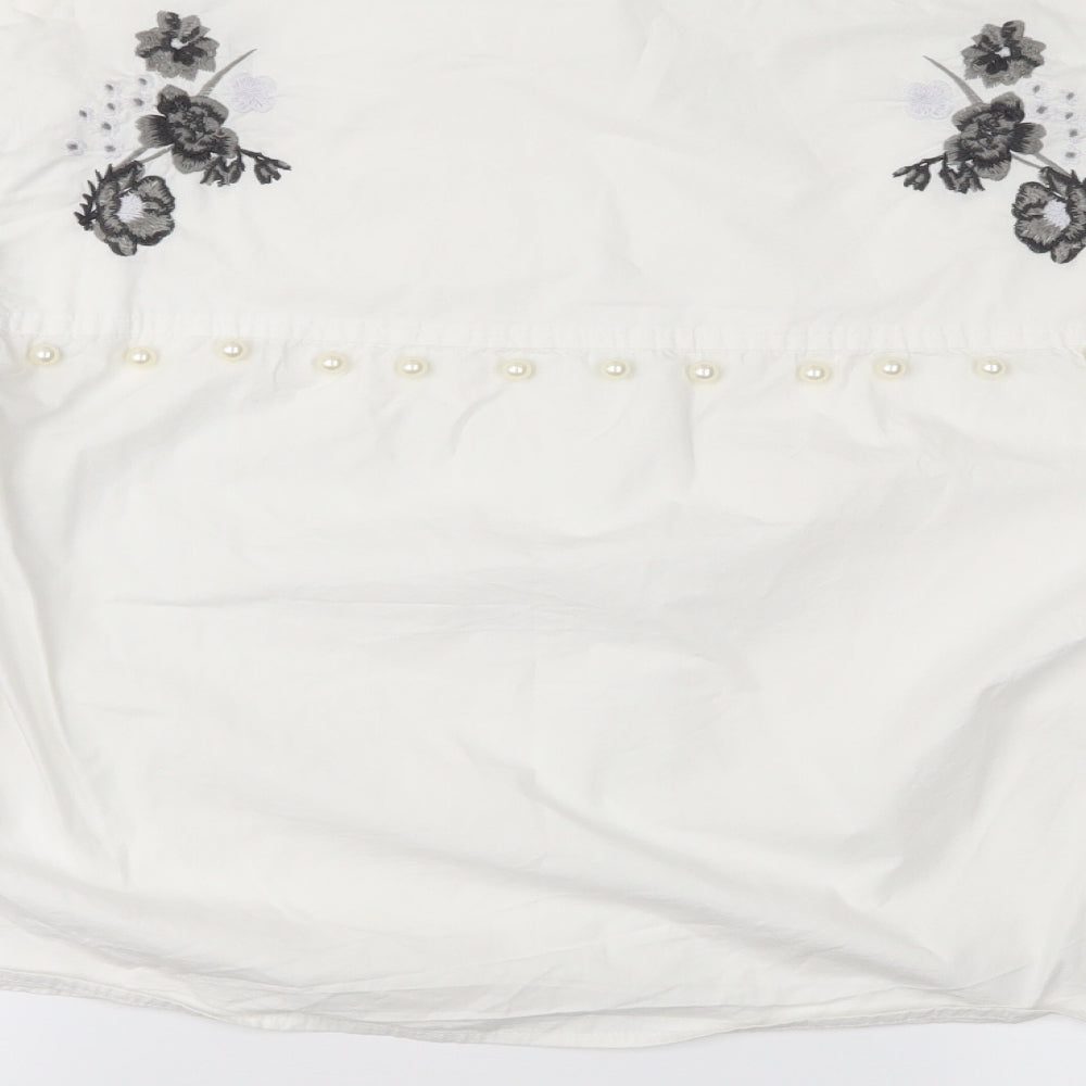 Missguided Womens White Floral  Basic Blouse Size 10