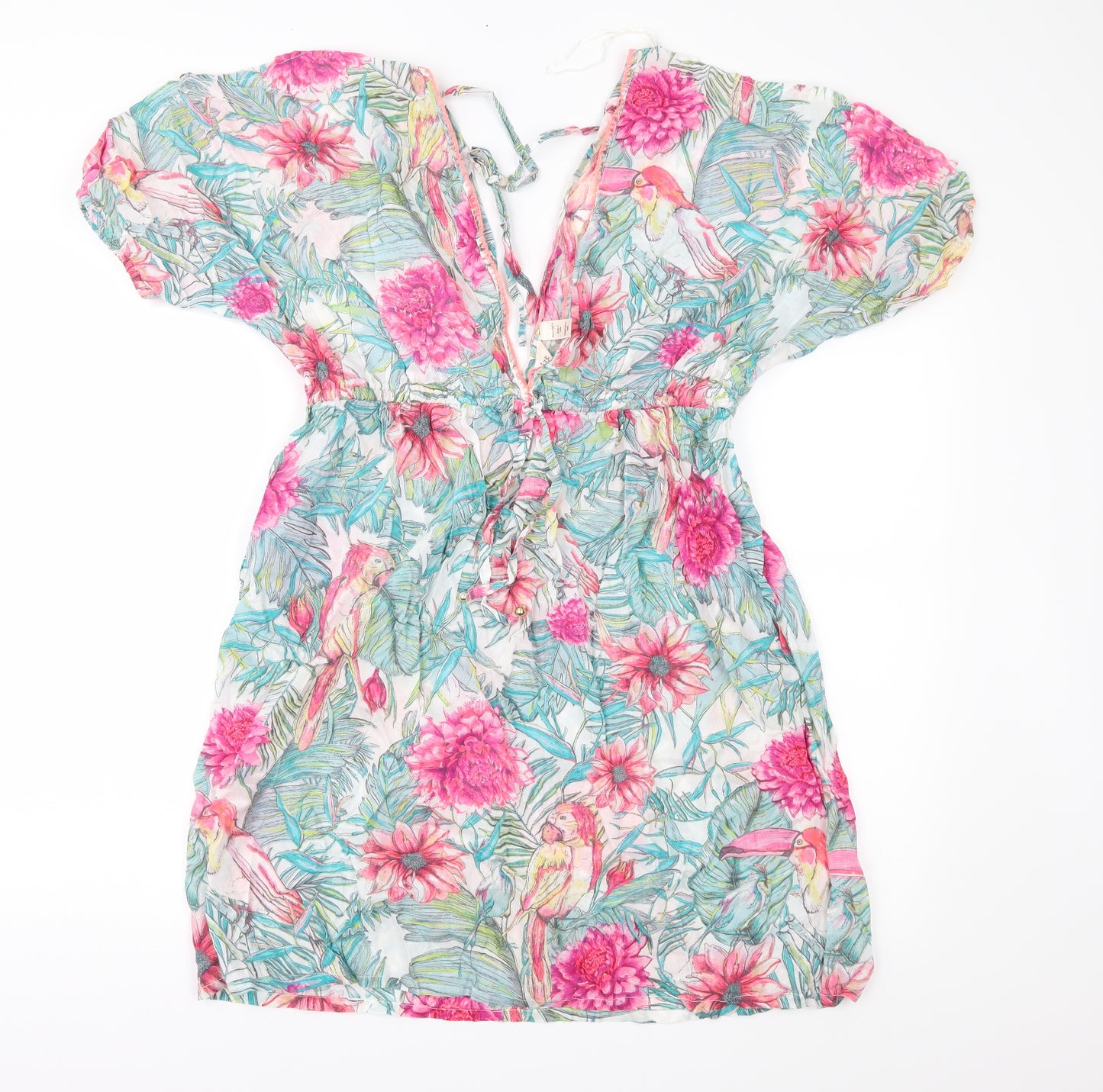 Accessorize Womens Green Floral  Fit & Flare  Size L  - Beach Dress