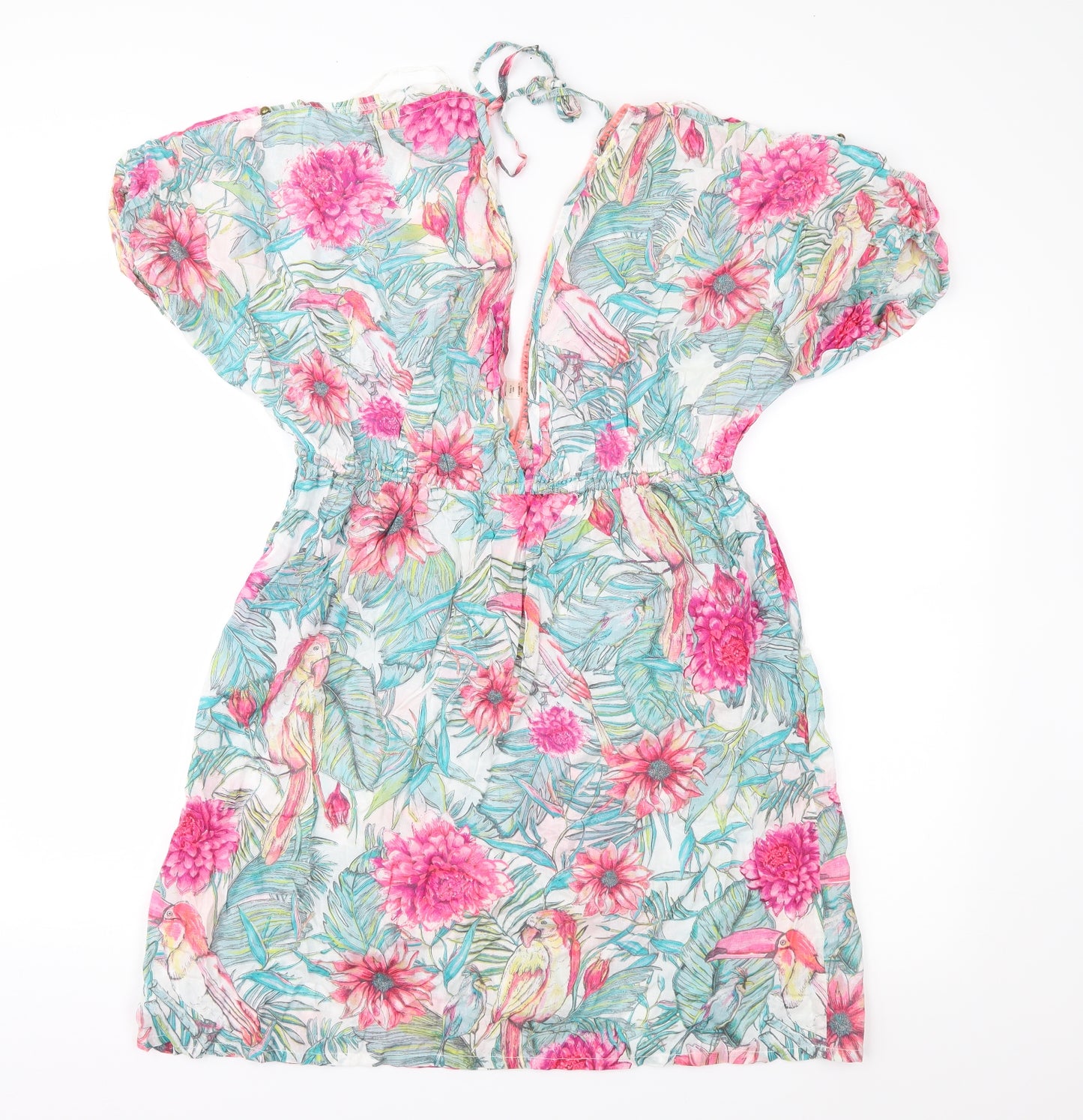 Accessorize Womens Green Floral  Fit & Flare  Size L  - Beach Dress