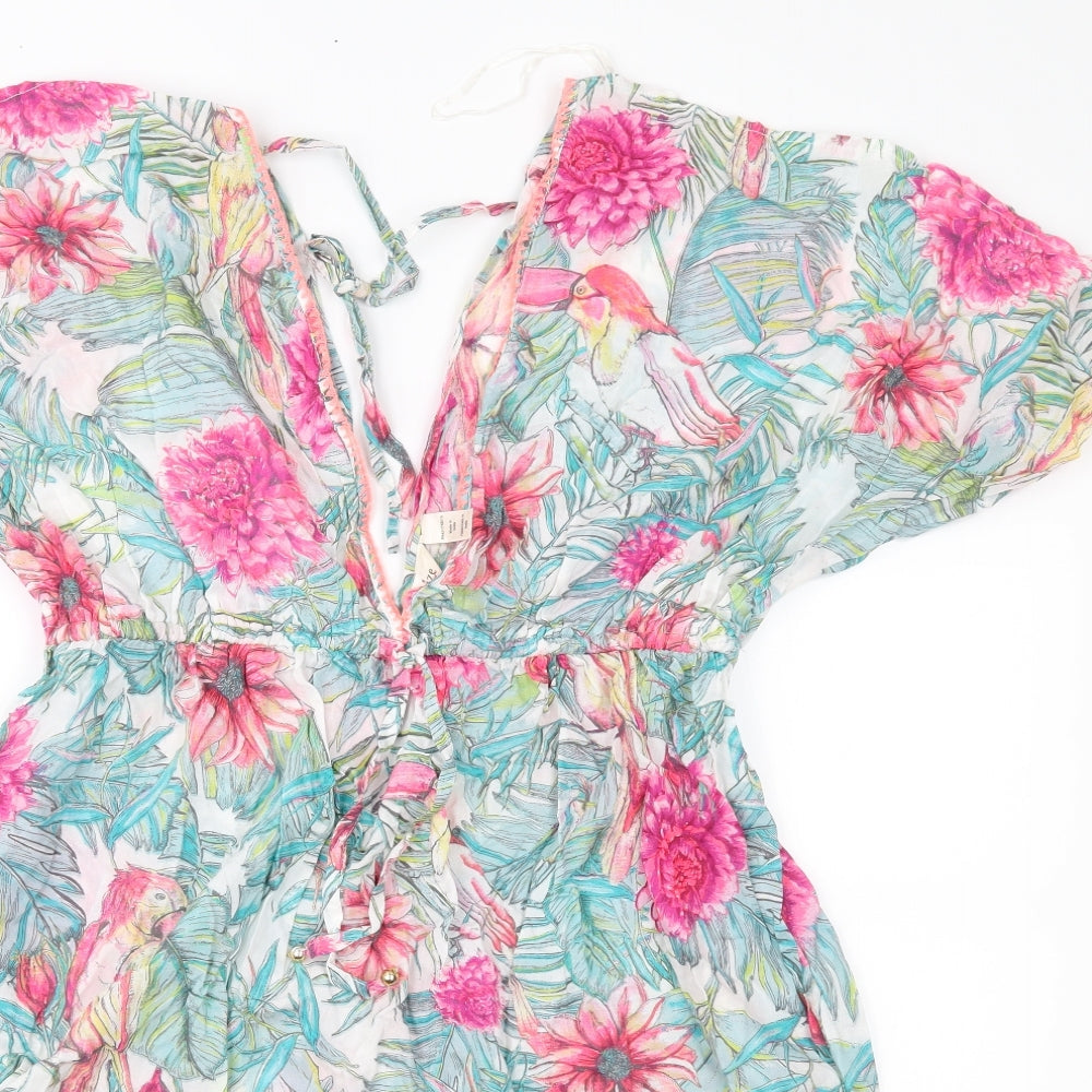 Accessorize Womens Green Floral  Fit & Flare  Size L  - Beach Dress