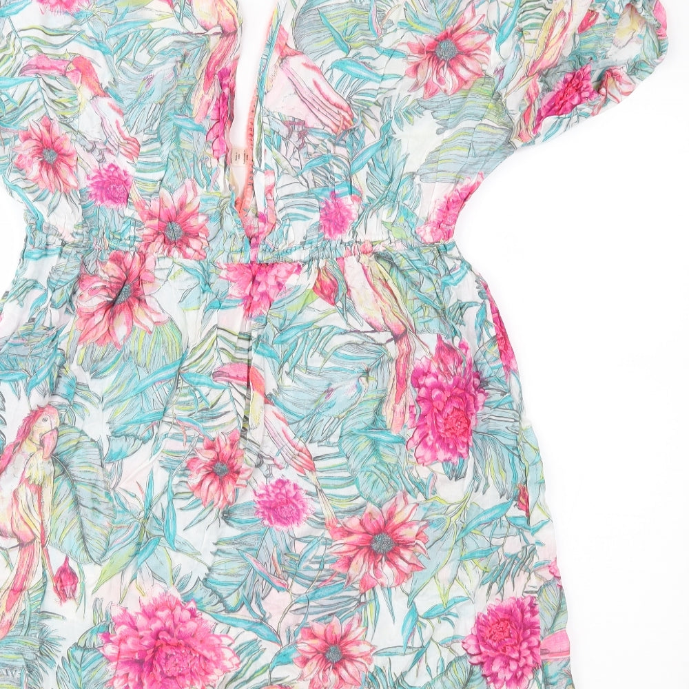 Accessorize Womens Green Floral  Fit & Flare  Size L  - Beach Dress