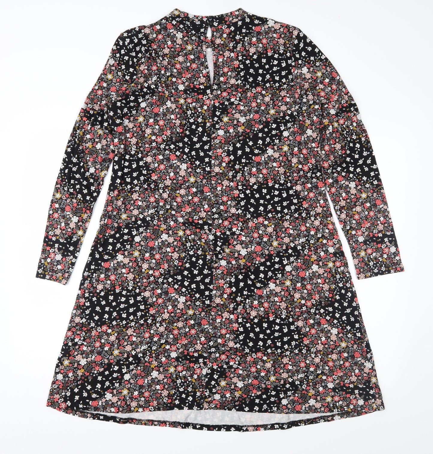 Marks and Spencer Womens Black Floral Jersey A-Line  Size 16