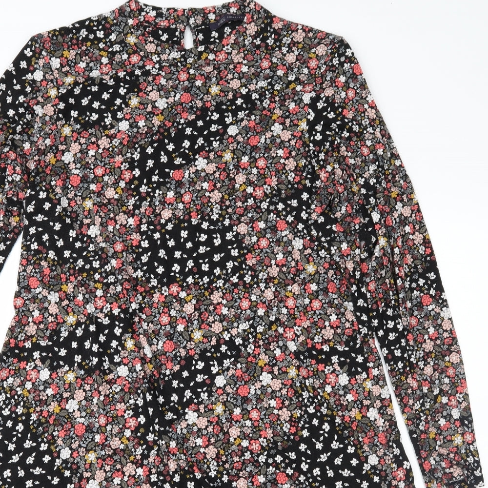 Marks and Spencer Womens Black Floral Jersey A-Line  Size 16