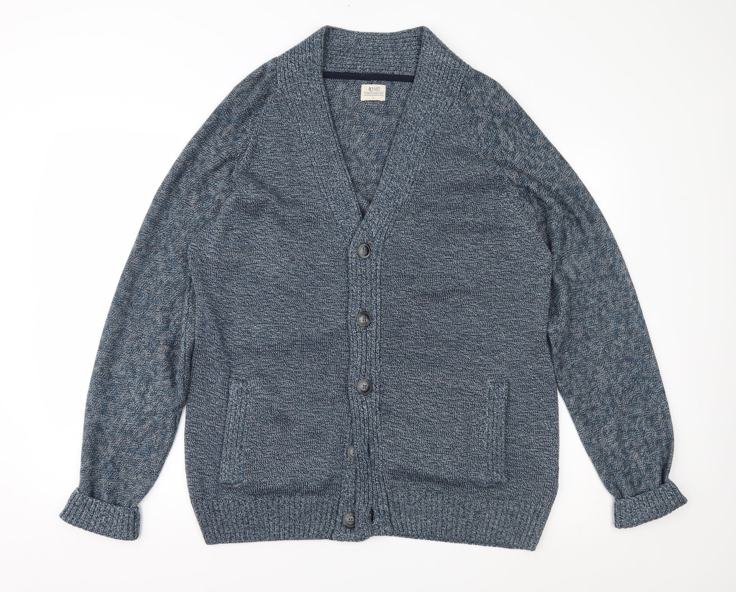 ACW85 Mens Blue  Knit Cardigan Jumper Size L