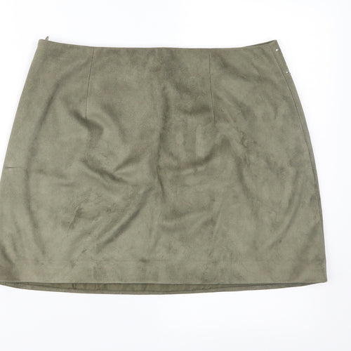 River Island Womens Green Geometric  A-Line Skirt Size 14