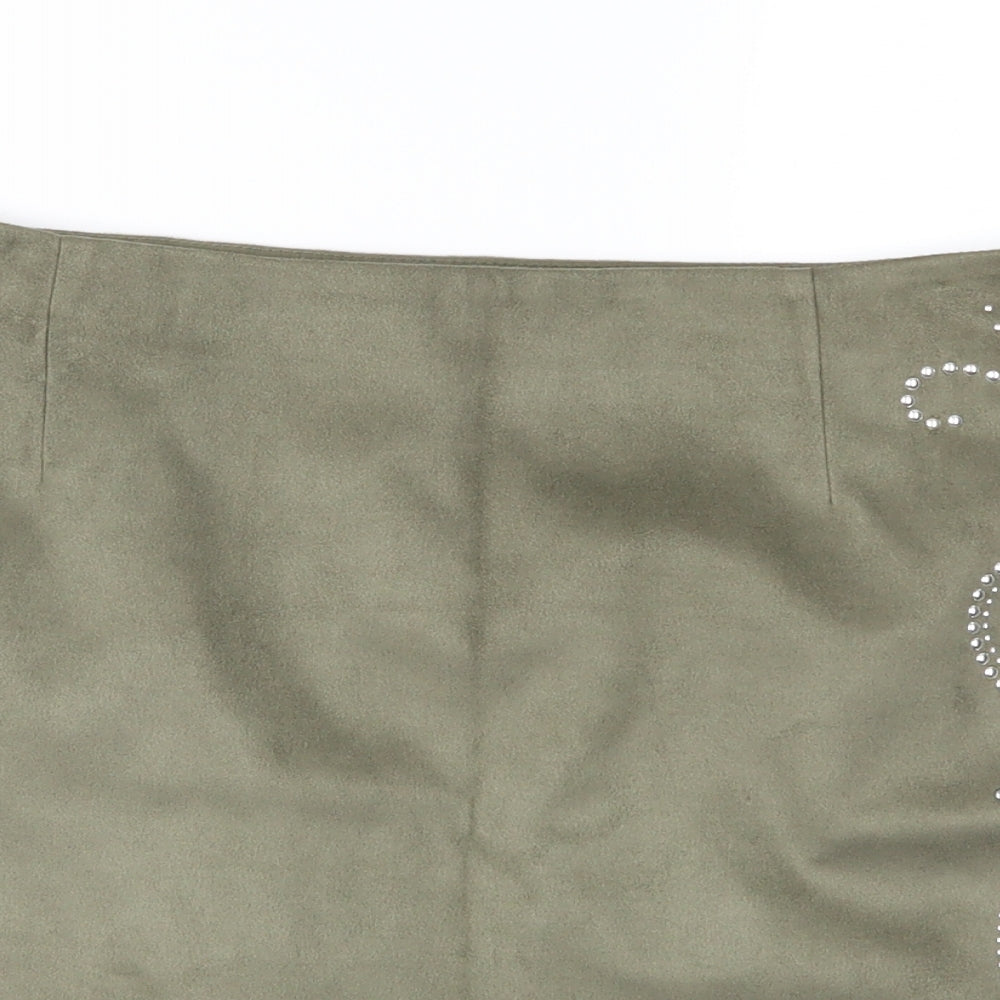 River Island Womens Green Geometric  A-Line Skirt Size 14