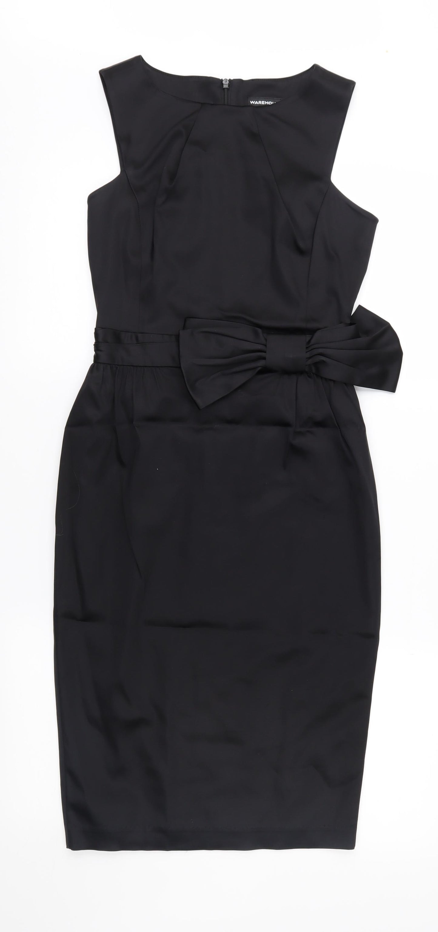 Warehouse Womens Black  Satin Pencil Dress  Size 8