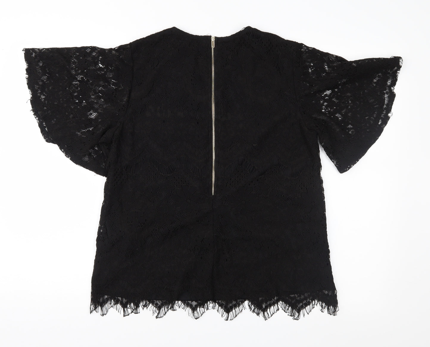 Mela Loves London Womens Black  Lace Basic Blouse Size 10