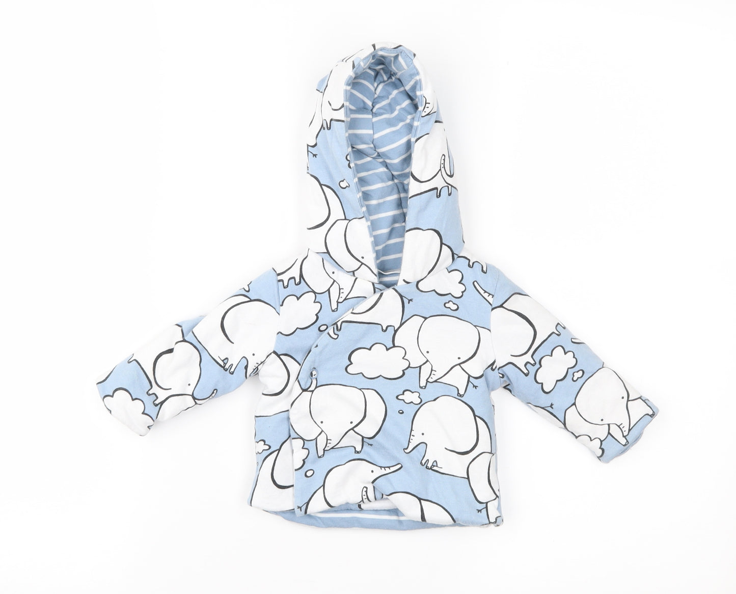 NEXT Baby Blue Geometric  Jacket Coat Size 0-3 Months  - Elephant