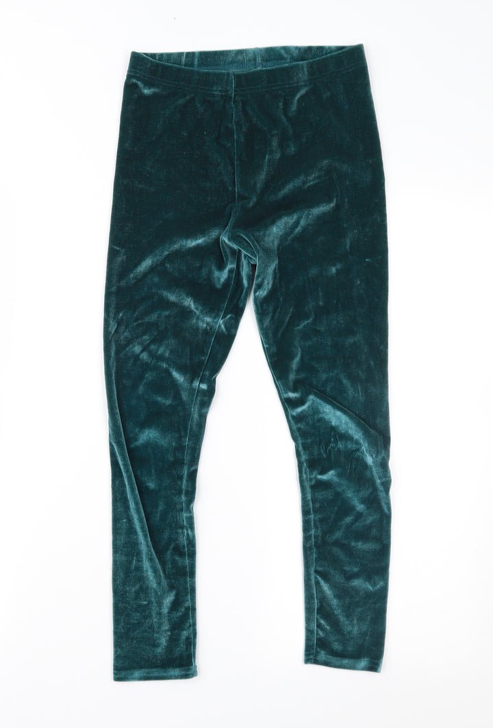 NEXT Girls Green  Velour Jegging Trousers Size 9 Years
