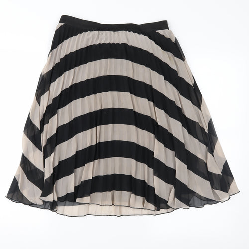 Atmosphere Womens Black Striped  Pleated Skirt Size 12