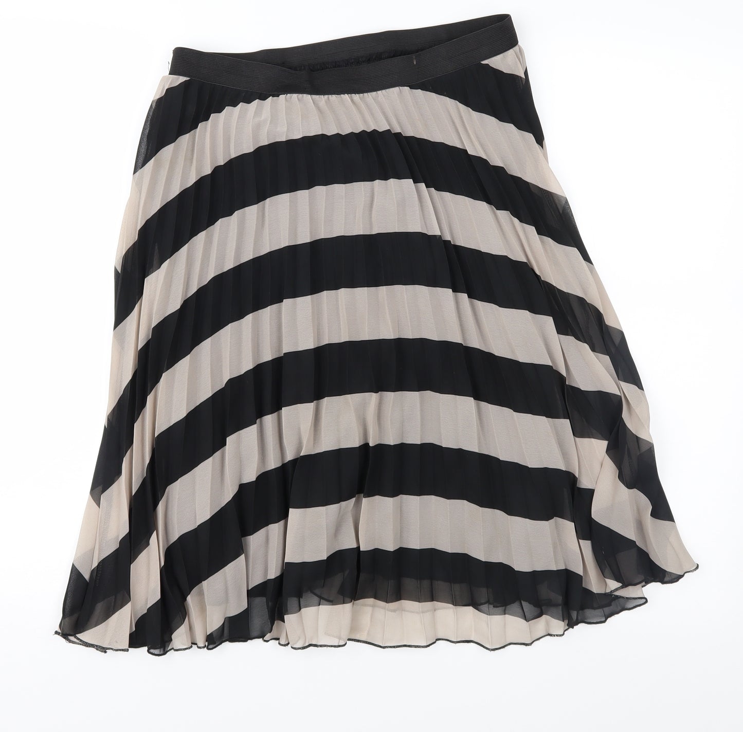 Atmosphere Womens Black Striped  Pleated Skirt Size 12