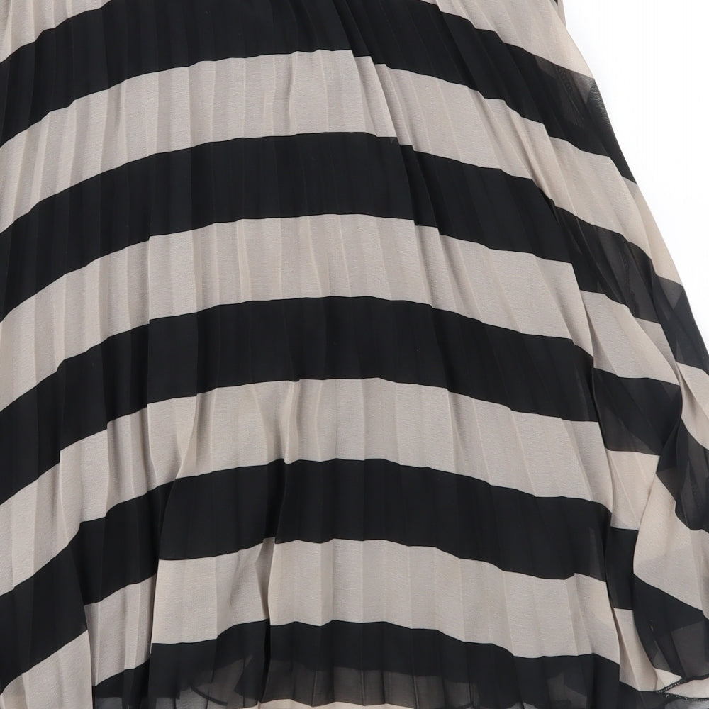 Atmosphere Womens Black Striped  Pleated Skirt Size 12