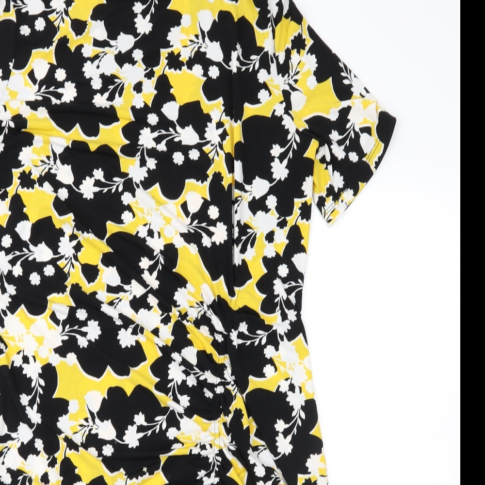 TU Womens Yellow Floral  Sheath  Size 16