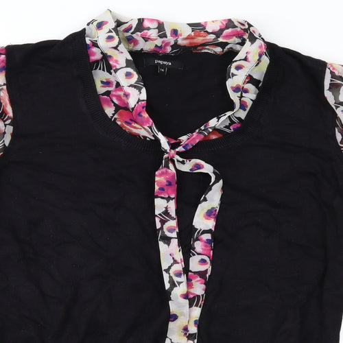 Papaya Womens Black Floral  Pullover Jumper Size 14