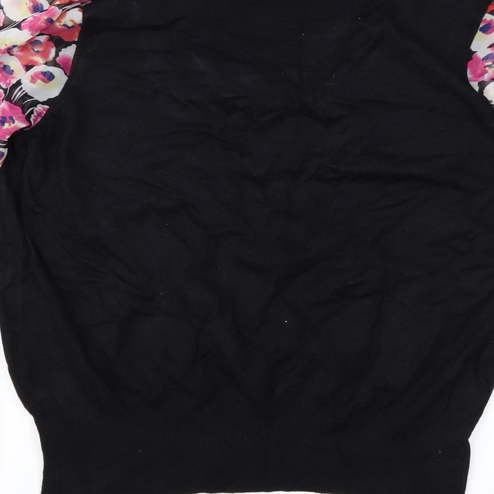 Papaya Womens Black Floral  Pullover Jumper Size 14