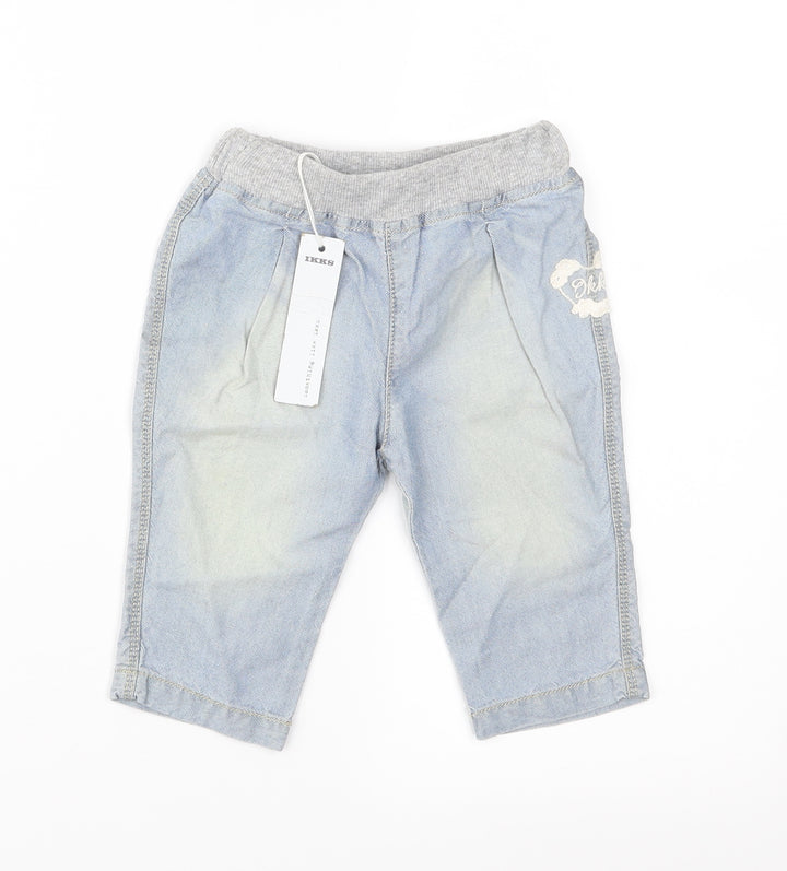 IKKS Baby Blue  Denim Cargo Jeans Size 3-6 Months