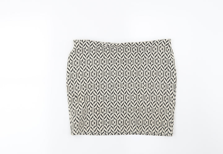 Atmosphere Womens Beige Geometric Mini Skirt Size 12