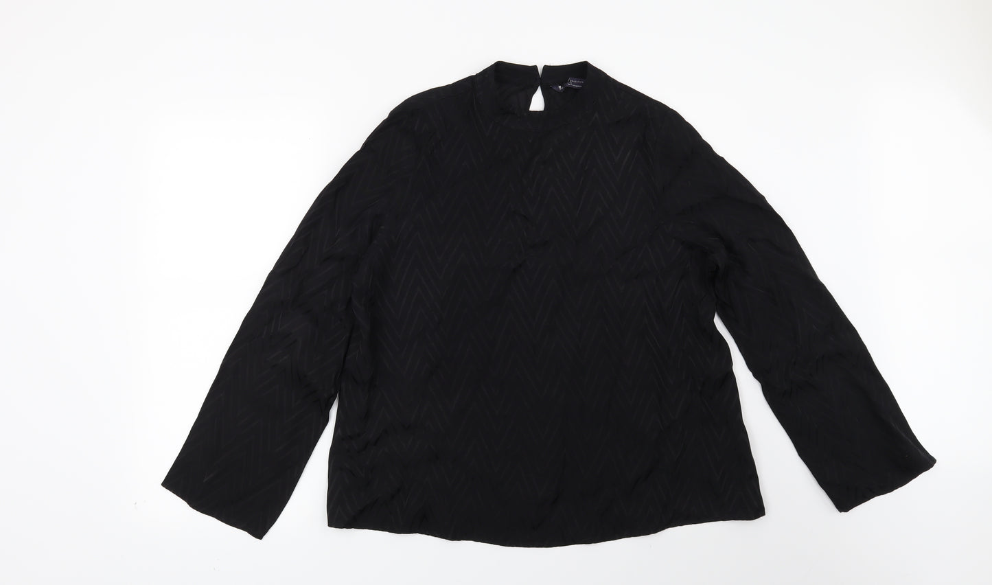 Preworn Womens Black Geometric  Basic Blouse Size 14