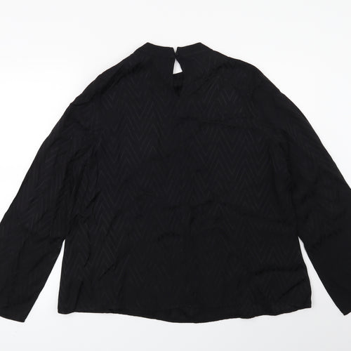 Preworn Womens Black Geometric  Basic Blouse Size 14