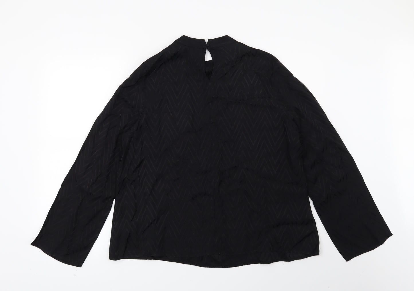 Preworn Womens Black Geometric  Basic Blouse Size 14