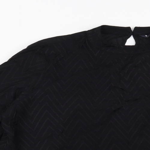 Preworn Womens Black Geometric  Basic Blouse Size 14