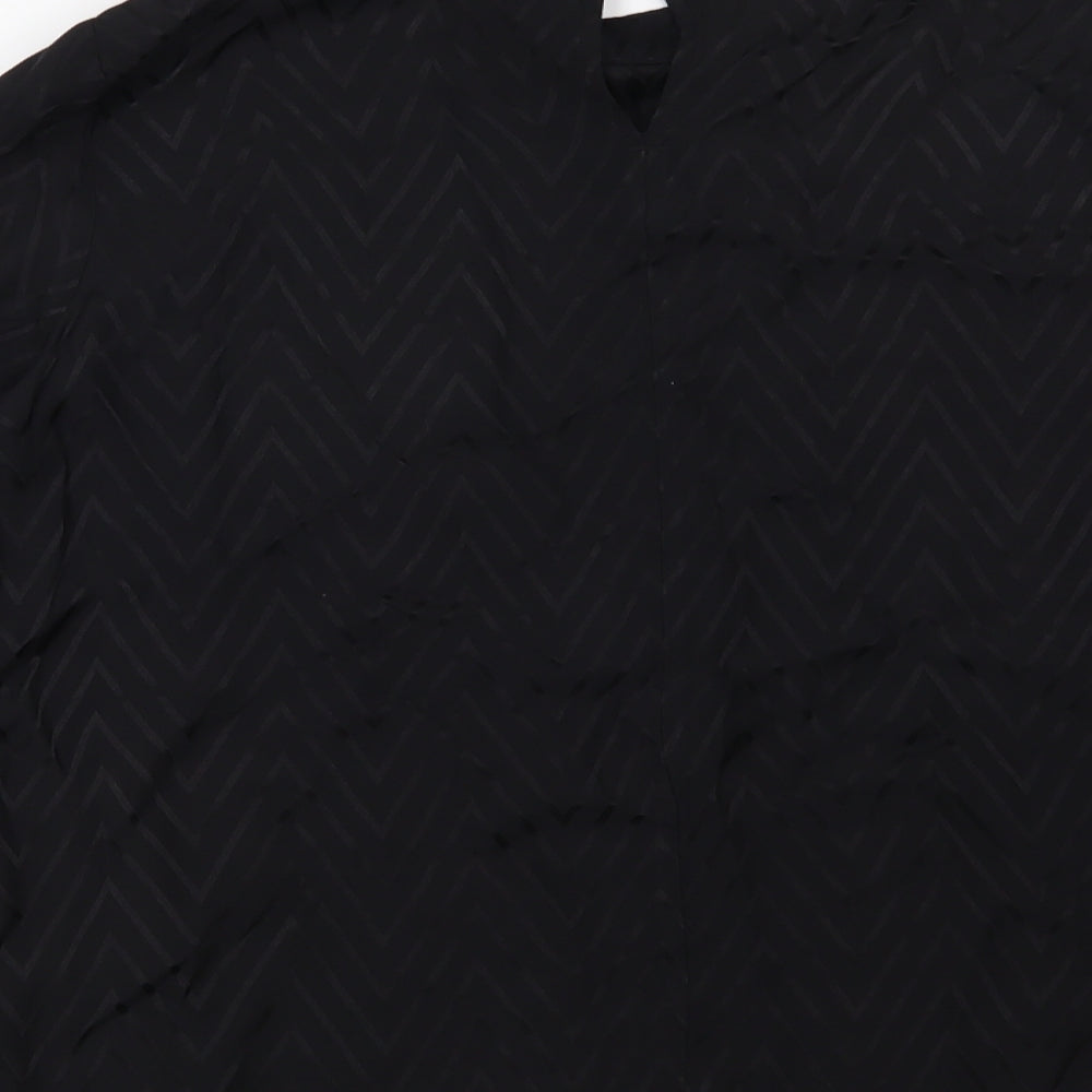 Preworn Womens Black Geometric  Basic Blouse Size 14