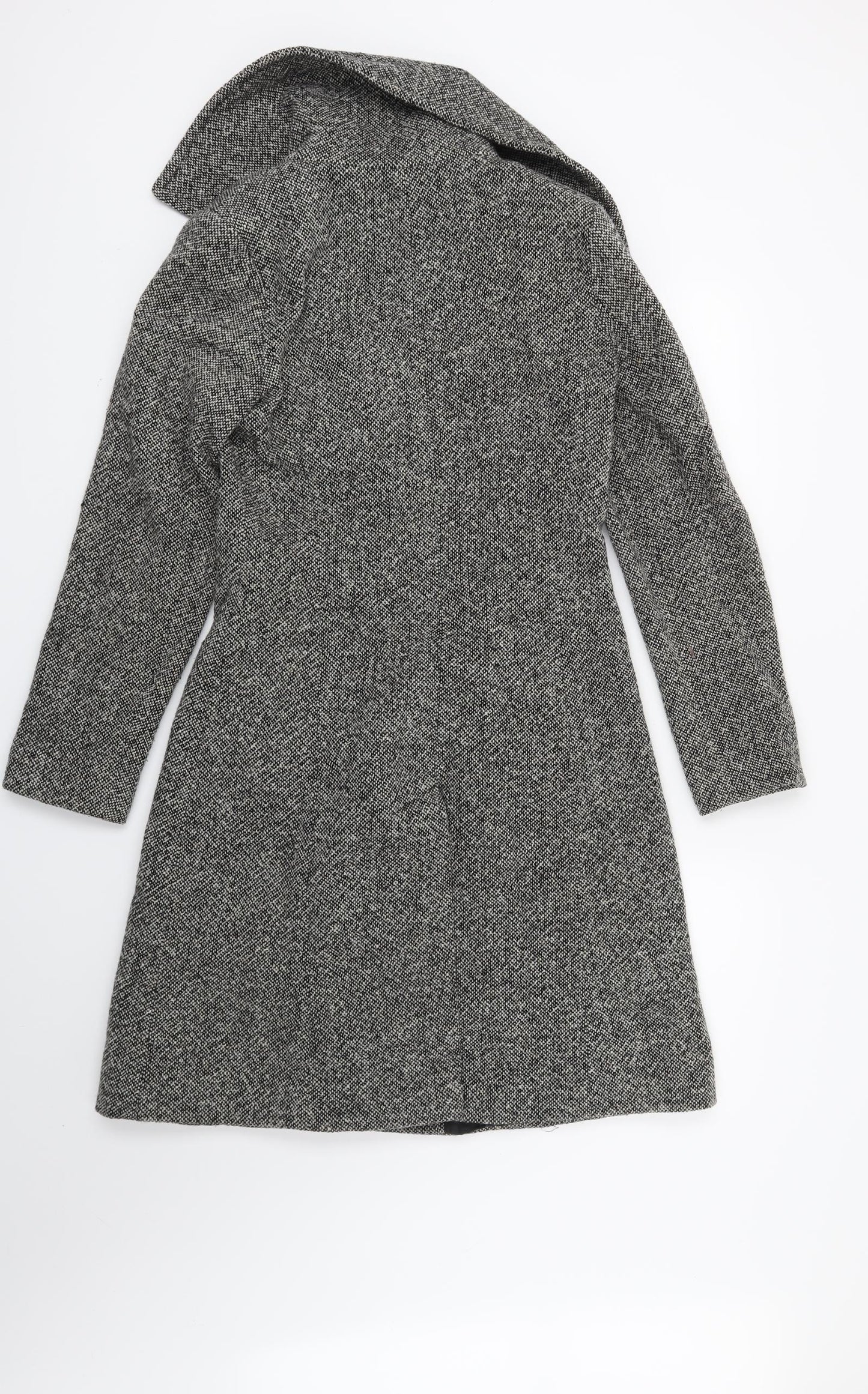 New Look Womens Black Geometric  Overcoat Coat Size 8