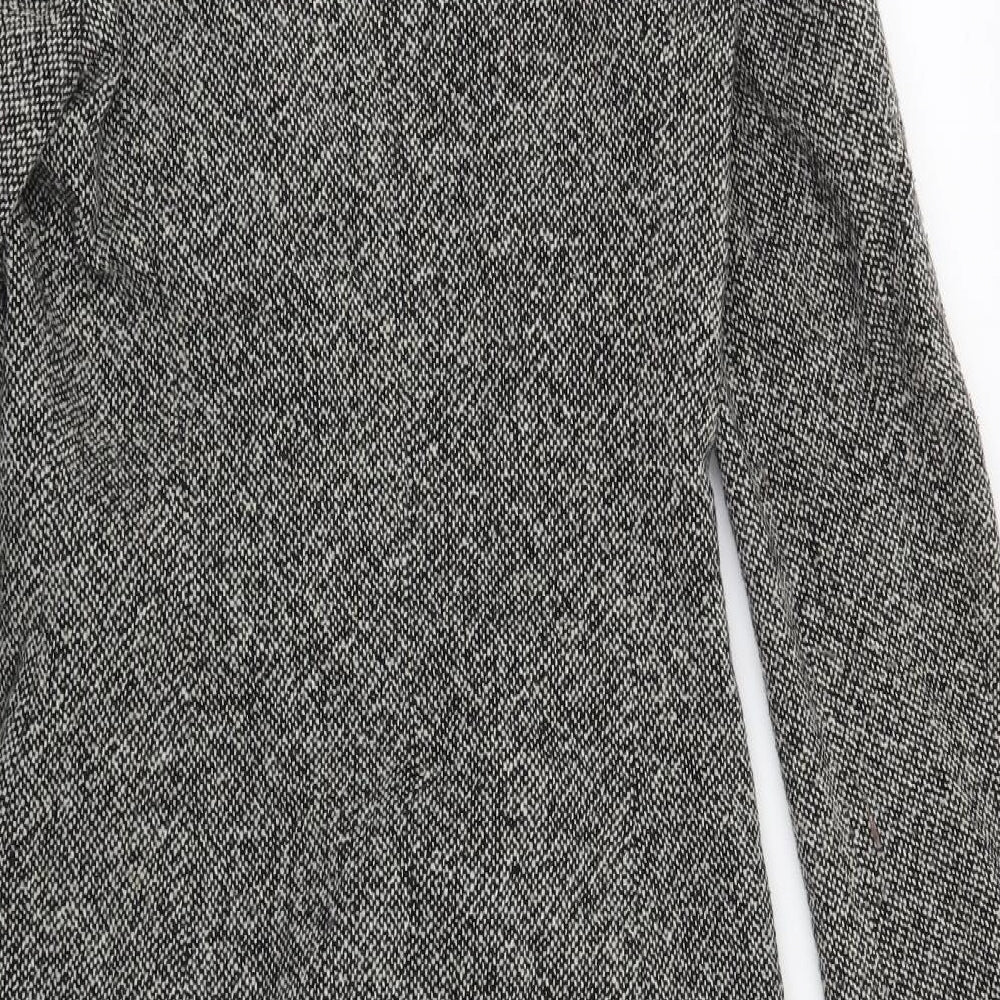 New Look Womens Black Geometric  Overcoat Coat Size 8