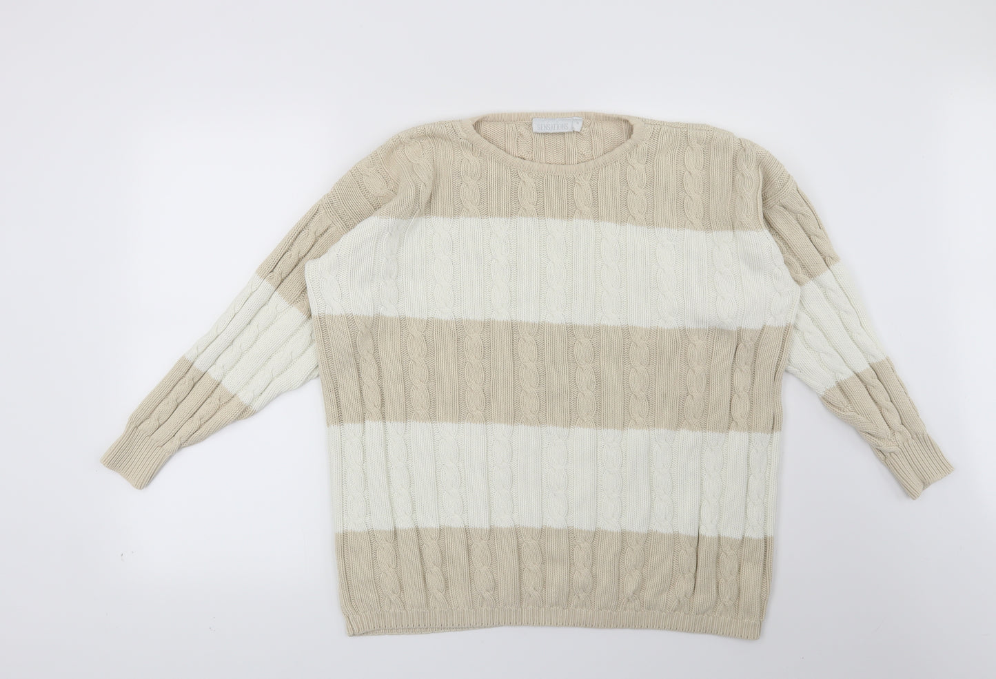 Preworn Womens Beige Striped  Pullover Jumper Size M