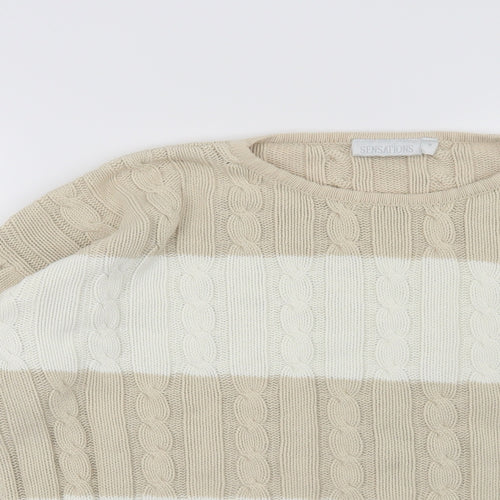 Preworn Womens Beige Striped  Pullover Jumper Size M