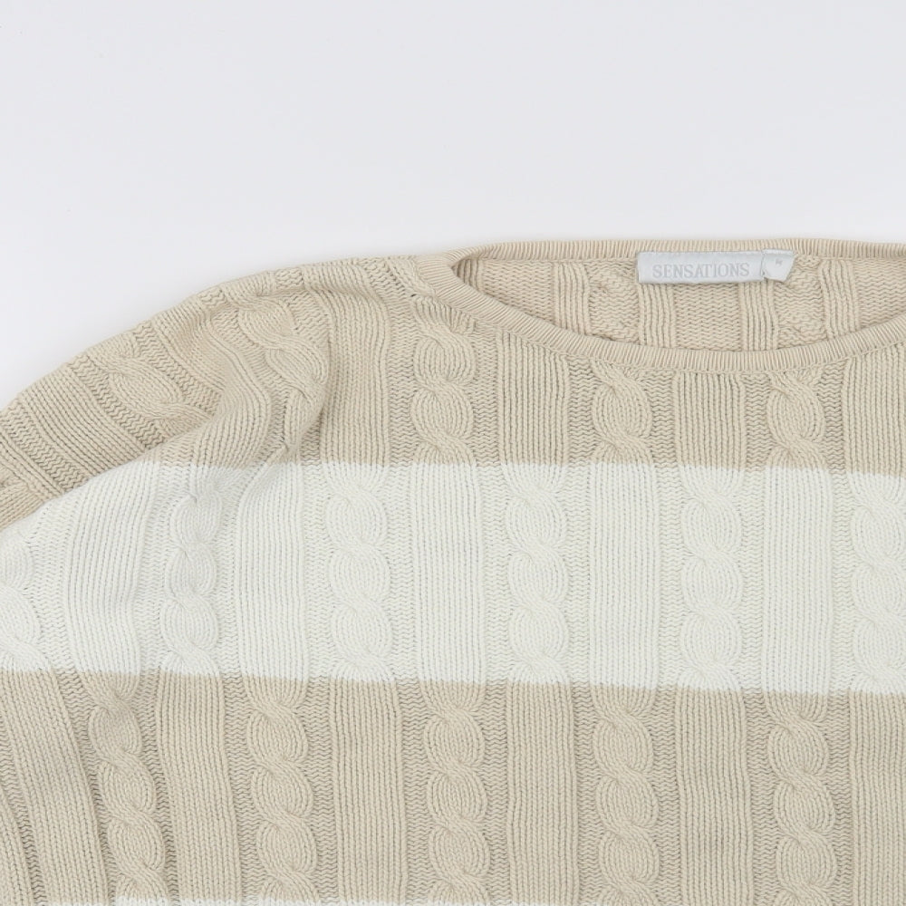 Preworn Womens Beige Striped  Pullover Jumper Size M