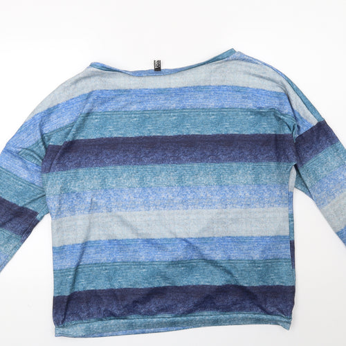 Preworn Womens Blue Striped  Pullover Sweatshirt Size 2XL
