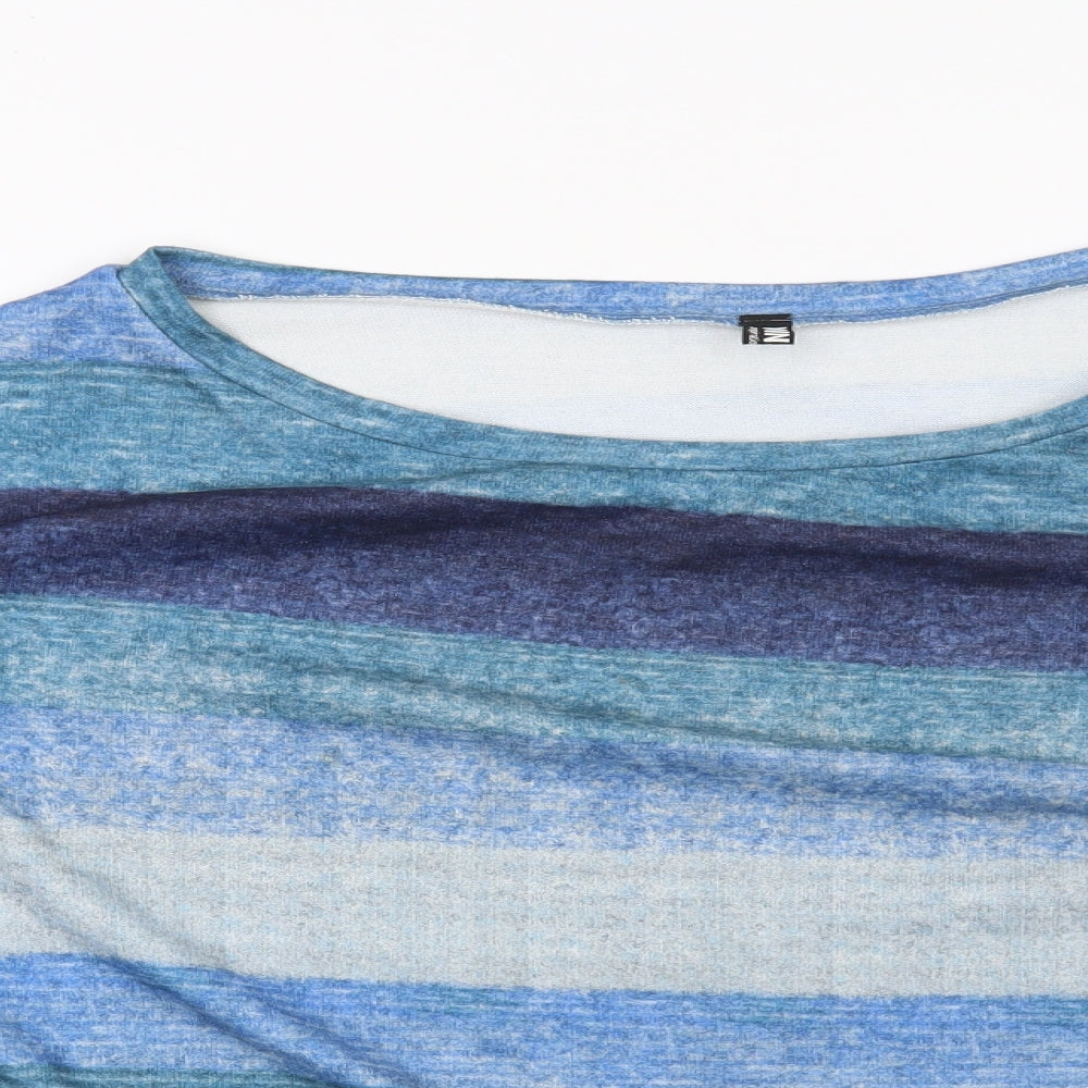 Preworn Womens Blue Striped  Pullover Sweatshirt Size 2XL