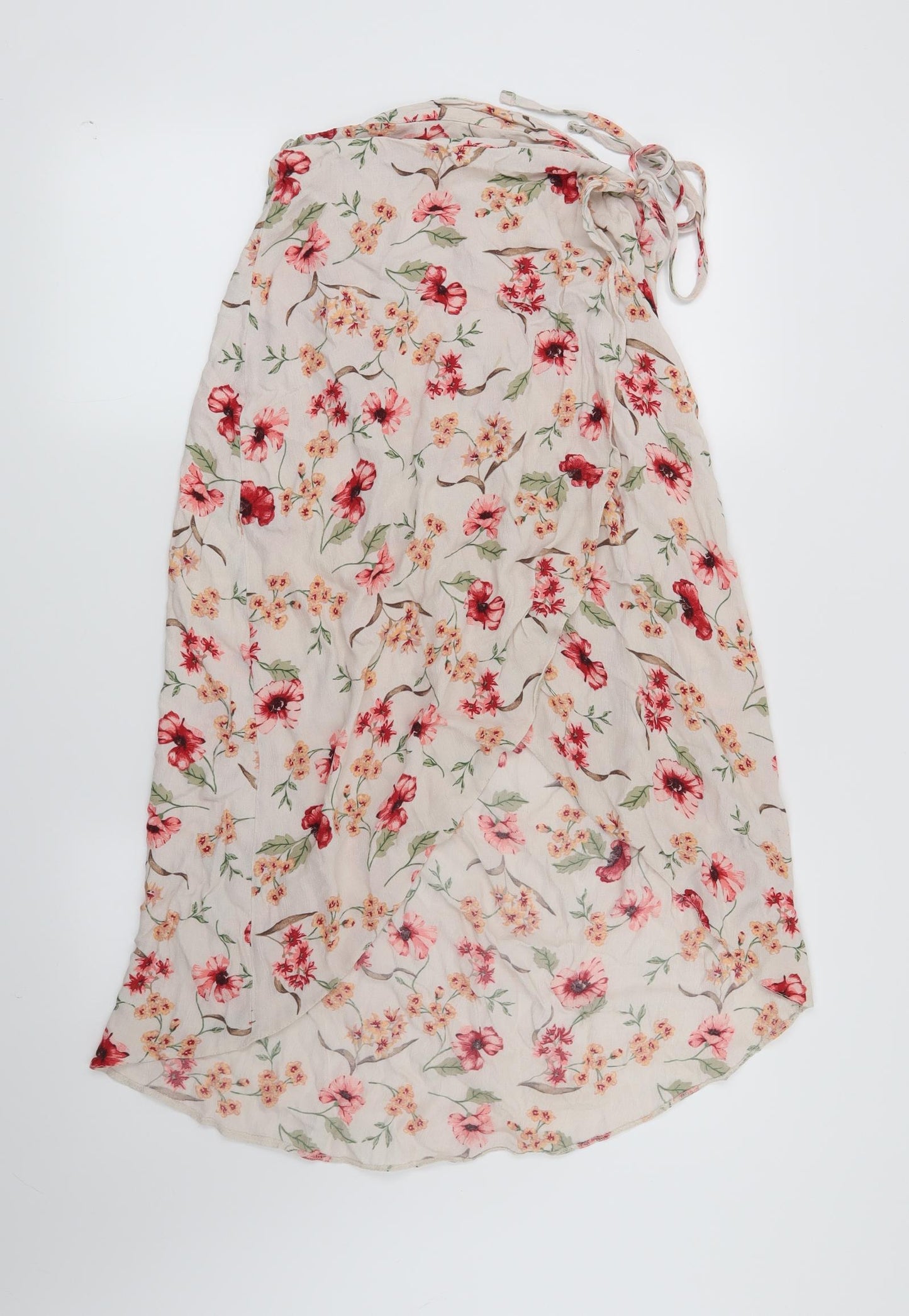 New Look Womens Beige Floral  Wrap Skirt Size 12