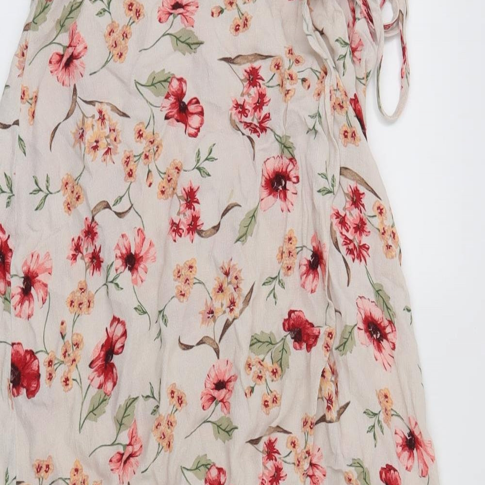 New Look Womens Beige Floral  Wrap Skirt Size 12