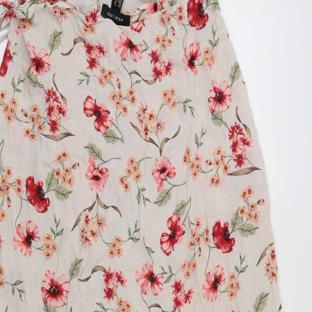 New Look Womens Beige Floral  Wrap Skirt Size 12