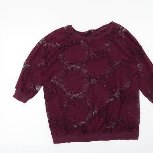 Atmosphere Womens Purple Floral  Pullover Sweatshirt Size 8